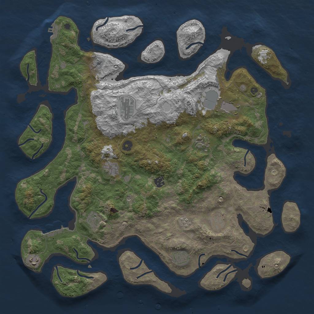 Rust Map: Procedural Map, Size: 4500, Seed: 721945, 18 Monuments