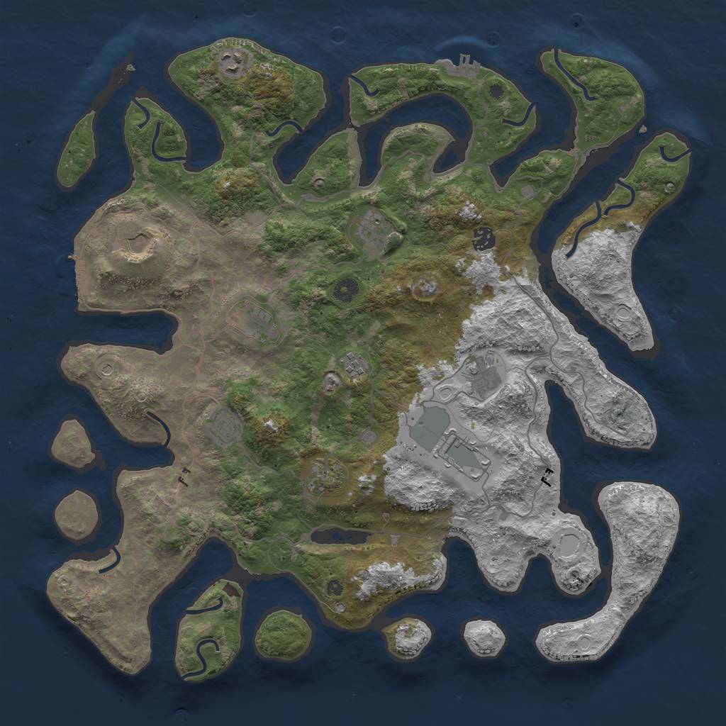 Rust Map: Procedural Map, Size: 4500, Seed: 37461982, 18 Monuments