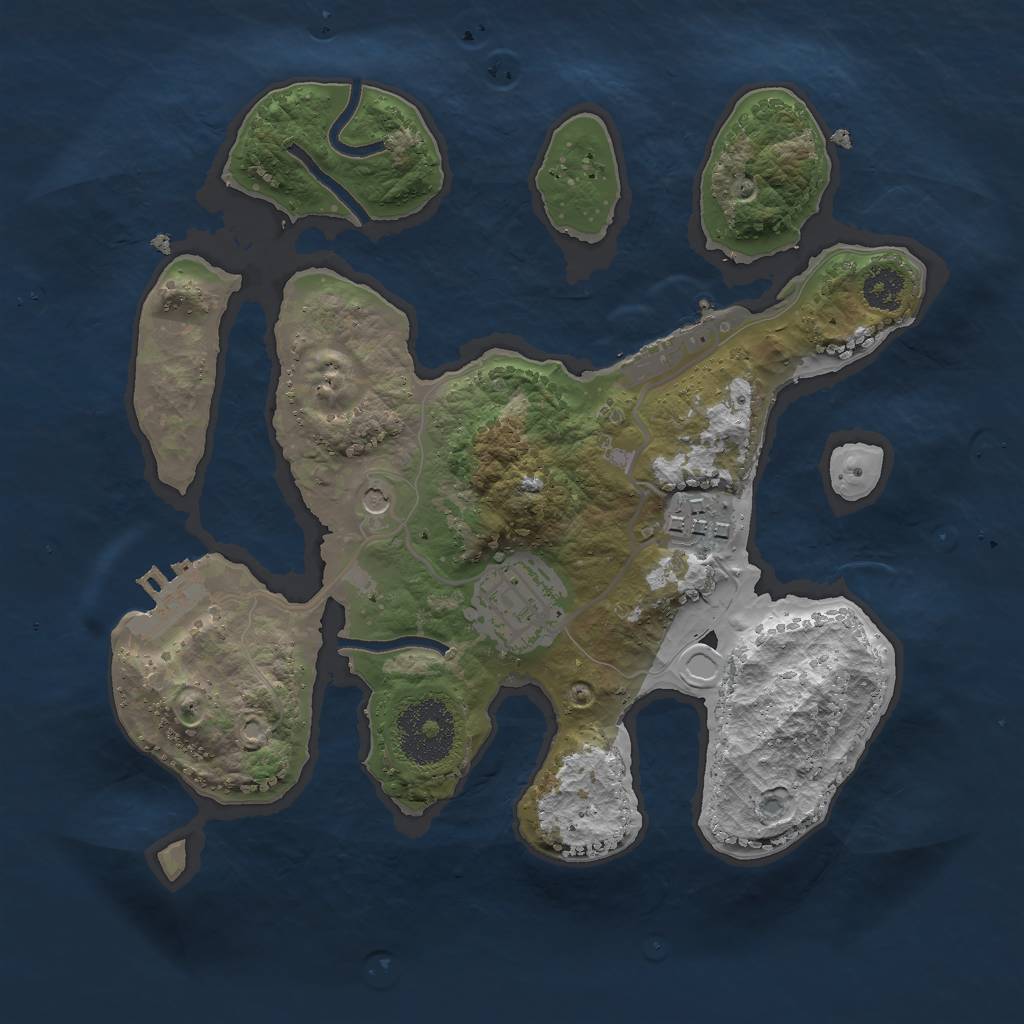 Rust Map: Procedural Map, Size: 2500, Seed: 483585, 10 Monuments