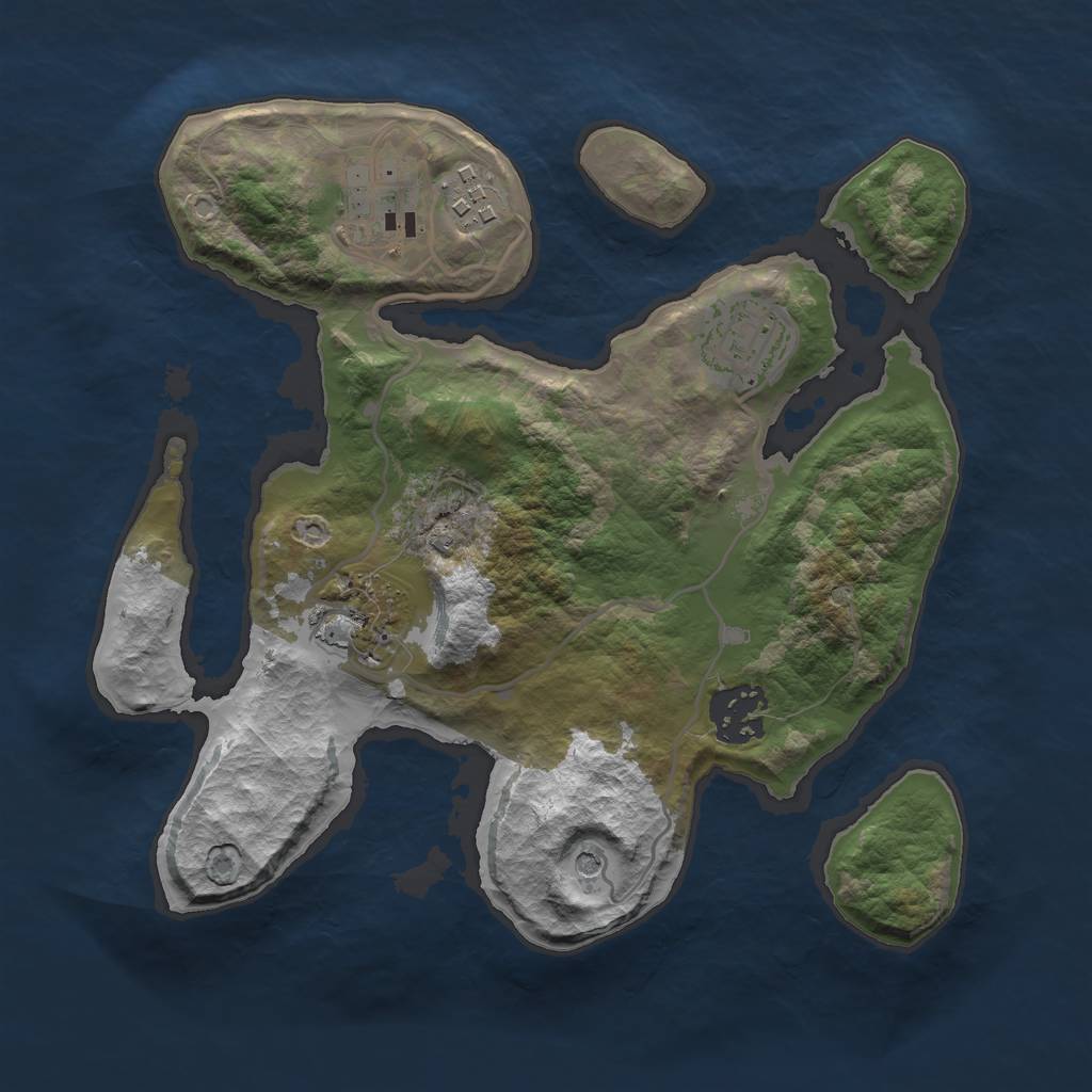 Rust Map: Barren, Size: 2700, Seed: 1129767560, 8 Monuments