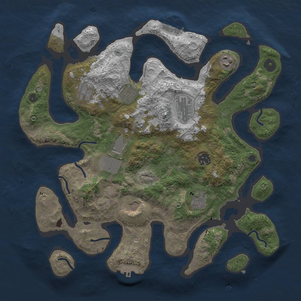 Rust Map: Procedural Map, Size: 3700, Seed: 2142619397, 16 Monuments