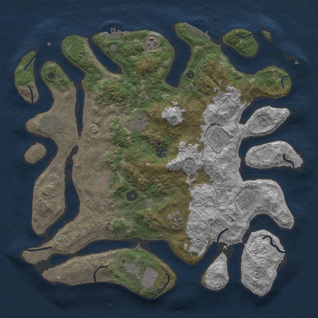 Rust Map: Procedural Map, Size: 4250, Seed: 3227, 18 Monuments
