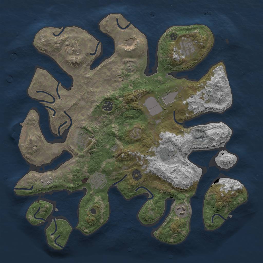 Rust Map: Procedural Map, Size: 3700, Seed: 1077070593, 17 Monuments