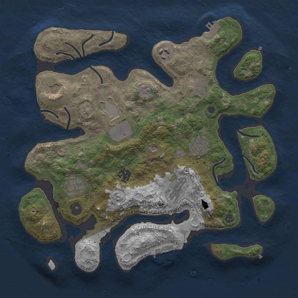 Rust Map: Procedural Map, Size: 3500, Seed: 23759, 17 Monuments