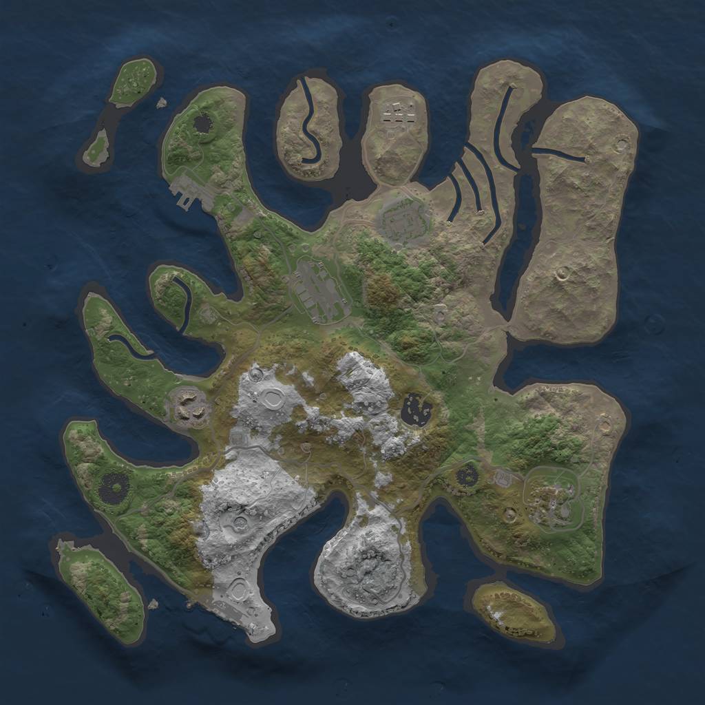 Rust Map: Procedural Map, Size: 3300, Seed: 774574, 14 Monuments