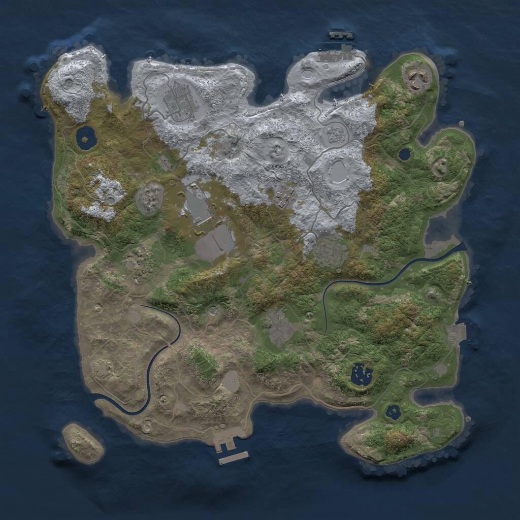 Rust Map: Procedural Map, Size: 3500, Seed: 1017623458, 14 Monuments