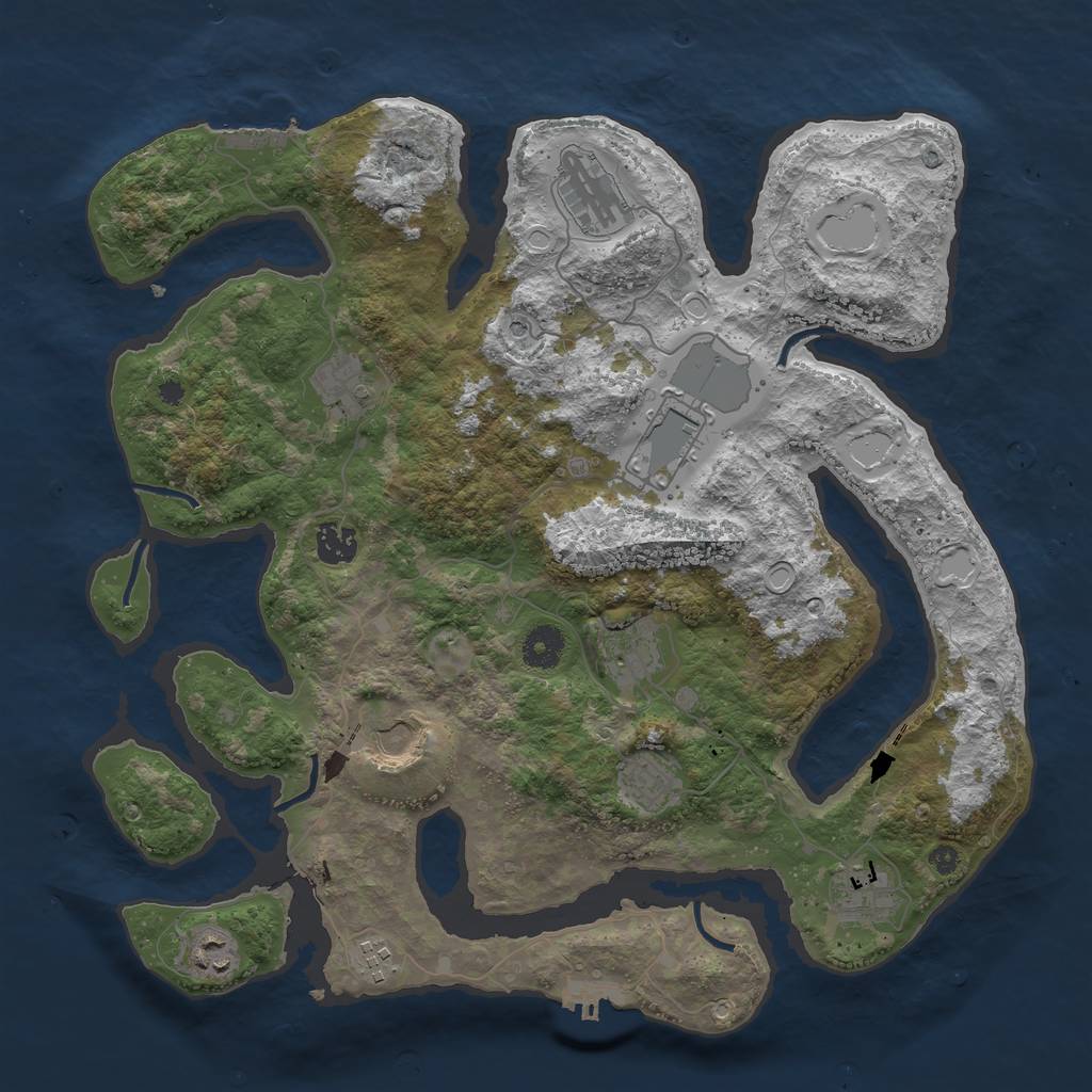 Rust Map: Procedural Map, Size: 3850, Seed: 577492671, 18 Monuments