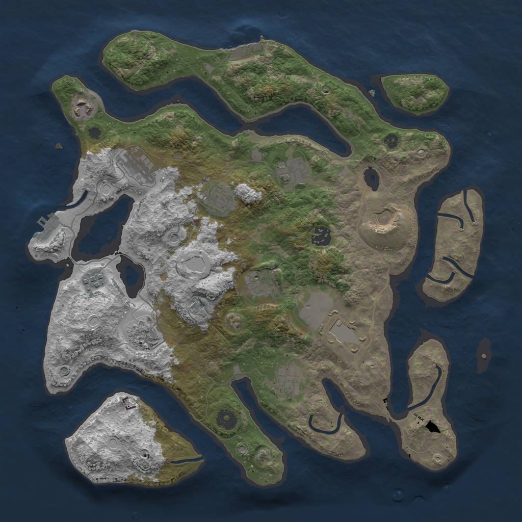 Rust Map: Procedural Map, Size: 3850, Seed: 1686932885, 19 Monuments