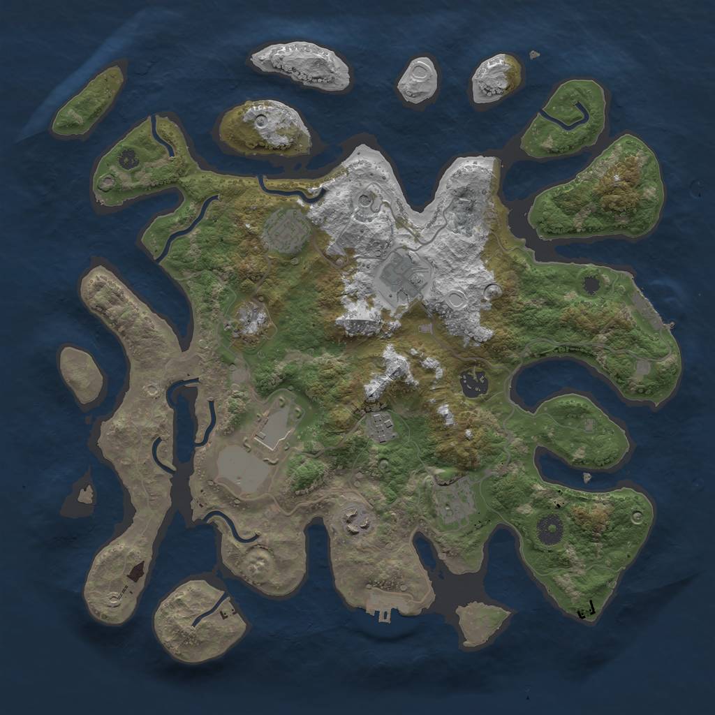 Rust Map: Procedural Map, Size: 3732, Seed: 3749, 16 Monuments
