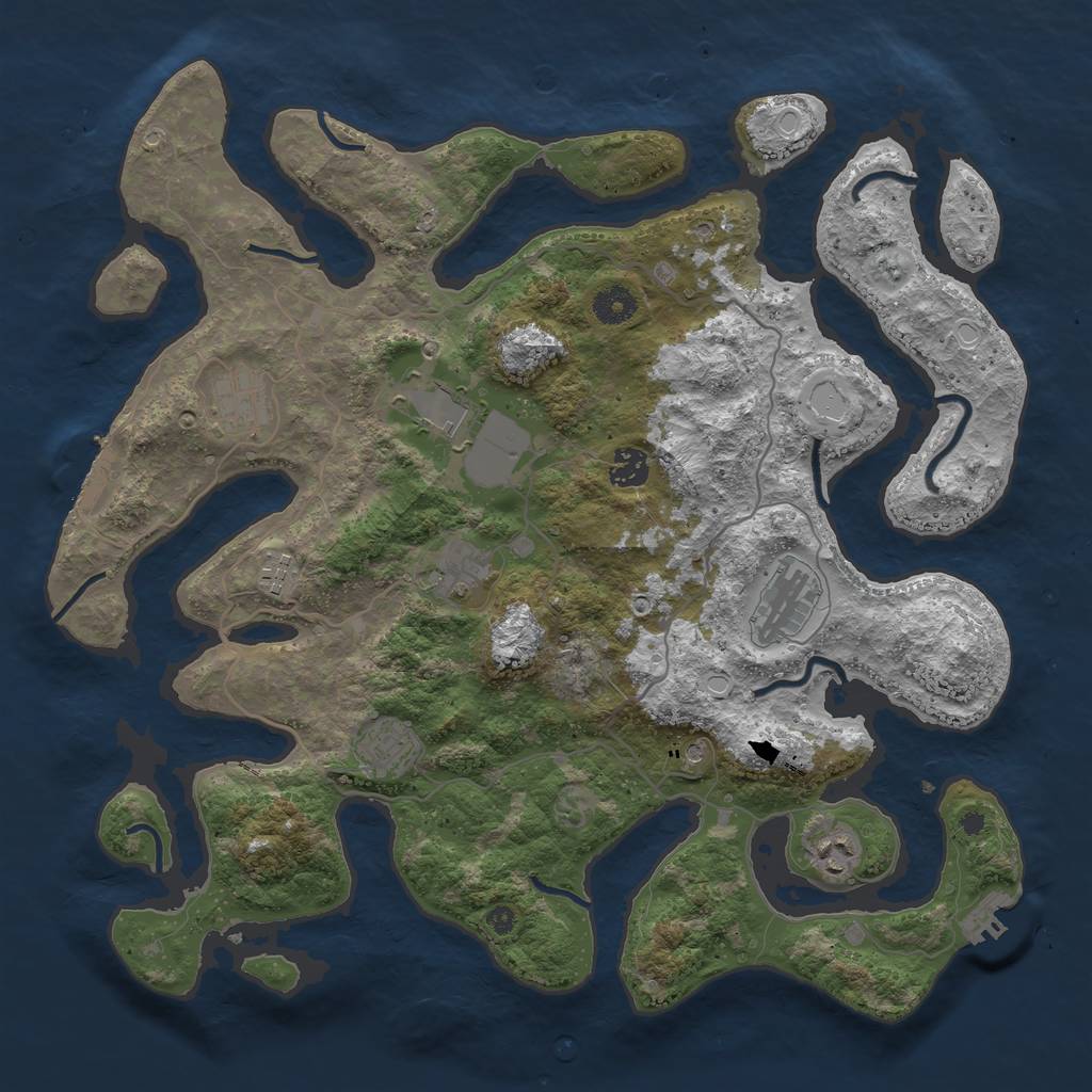 Rust Map: Procedural Map, Size: 4000, Seed: 1727, 16 Monuments