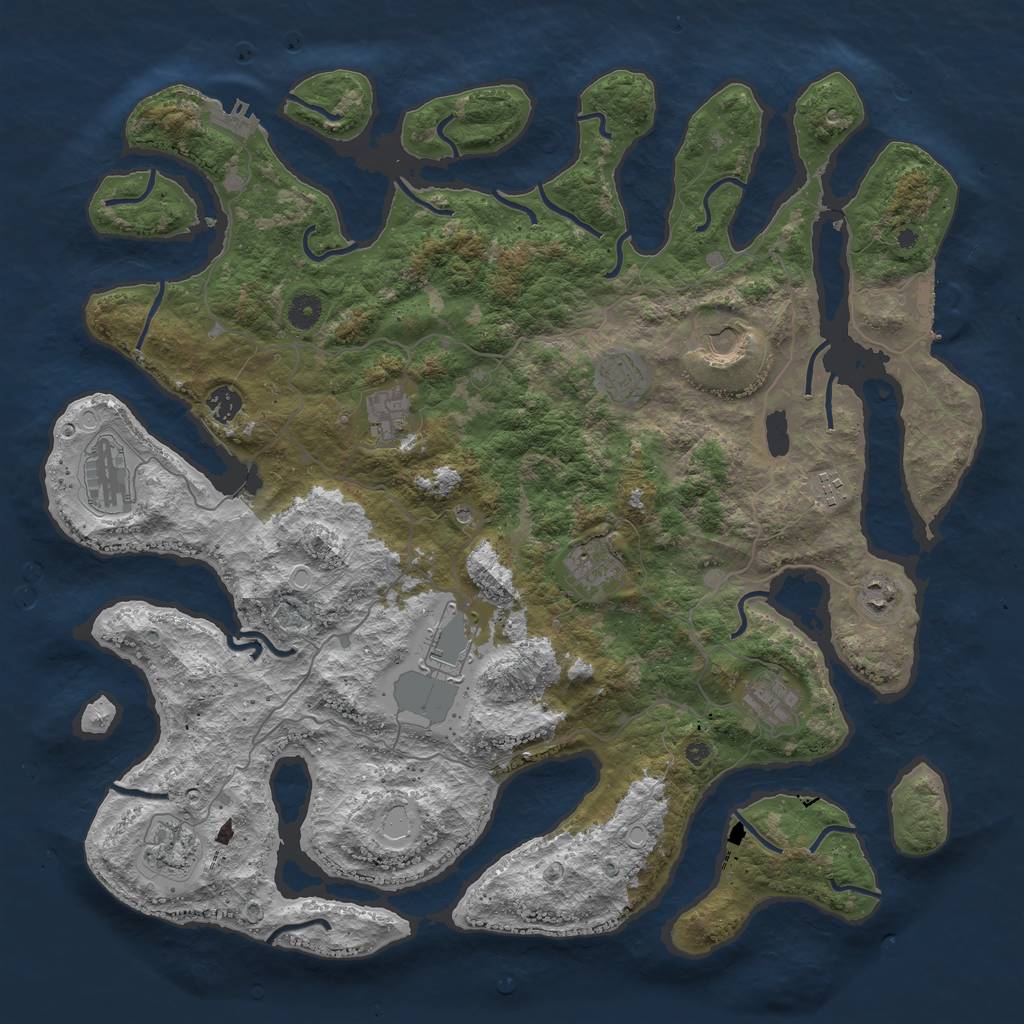 Rust Map: Procedural Map, Size: 4500, Seed: 589797257, 19 Monuments