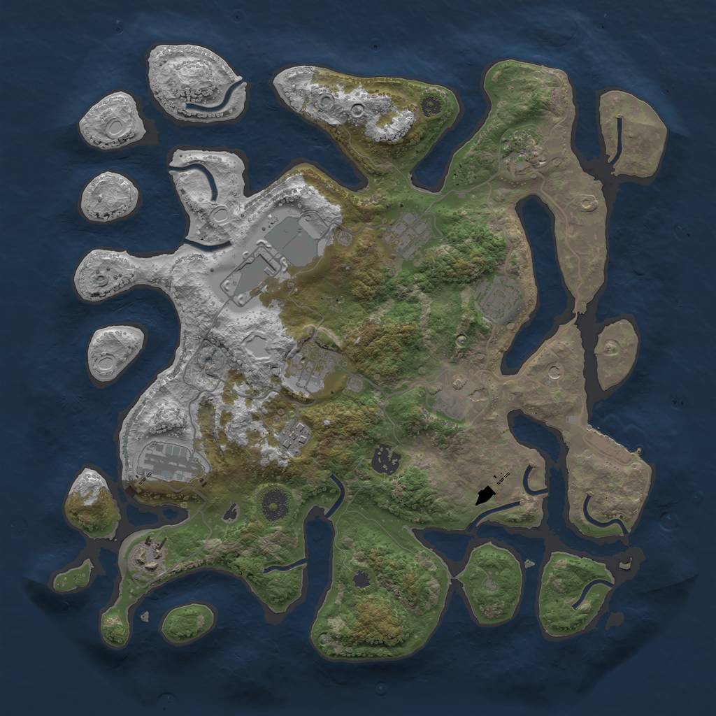 Rust Map: Procedural Map, Size: 3700, Seed: 204582651, 17 Monuments