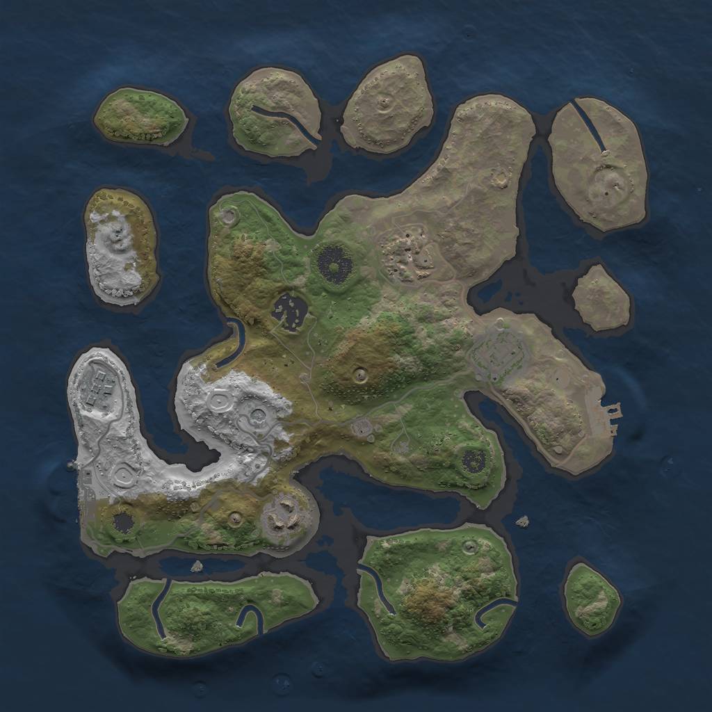 Rust Map: Procedural Map, Size: 3000, Seed: 240151684, 13 Monuments