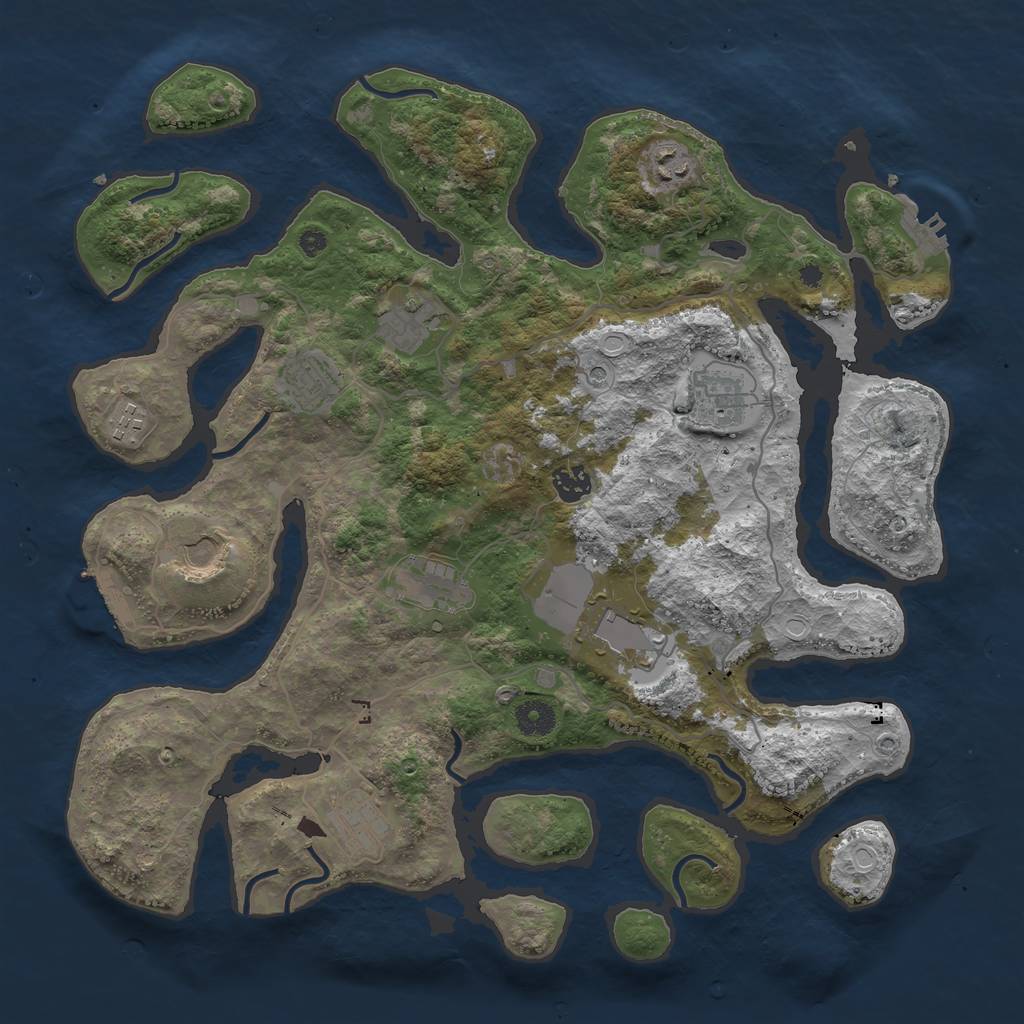 Rust Map: Procedural Map, Size: 4000, Seed: 272217, 18 Monuments
