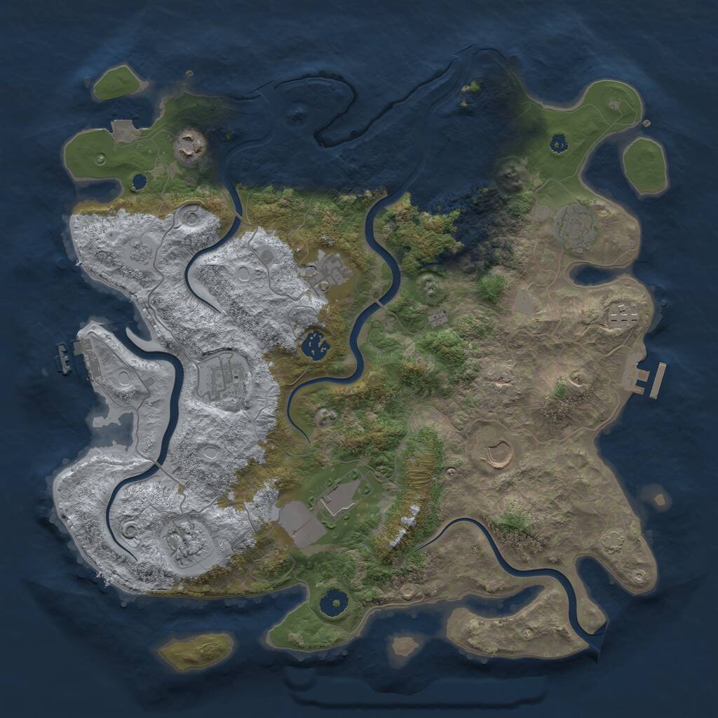 Rust Map: Procedural Map, Size: 3950, Seed: 547007593, 15 Monuments
