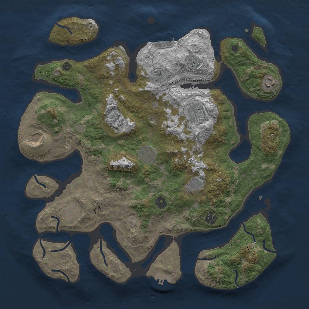 Rust Map: Procedural Map, Size: 4000, Seed: 1986243249, 17 Monuments