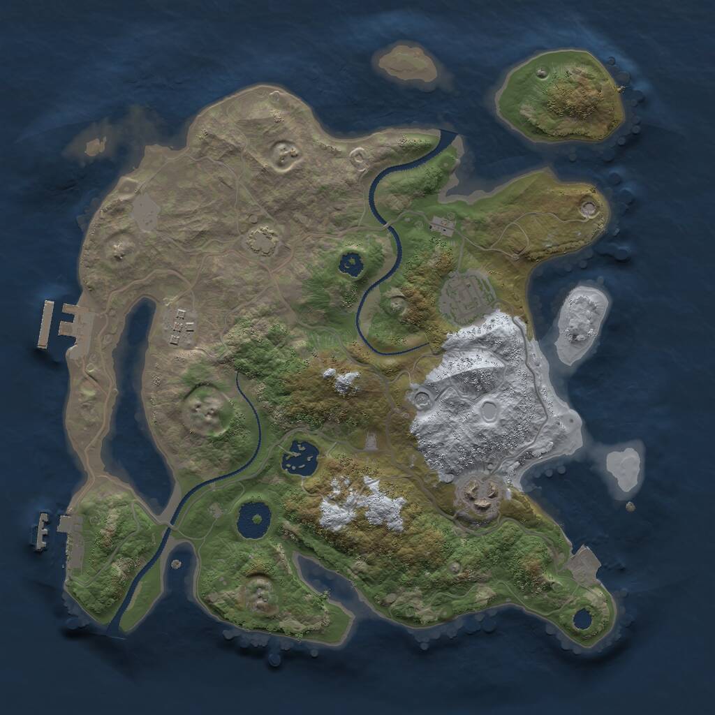 Rust Map: Procedural Map, Size: 3000, Seed: 2427436, 9 Monuments