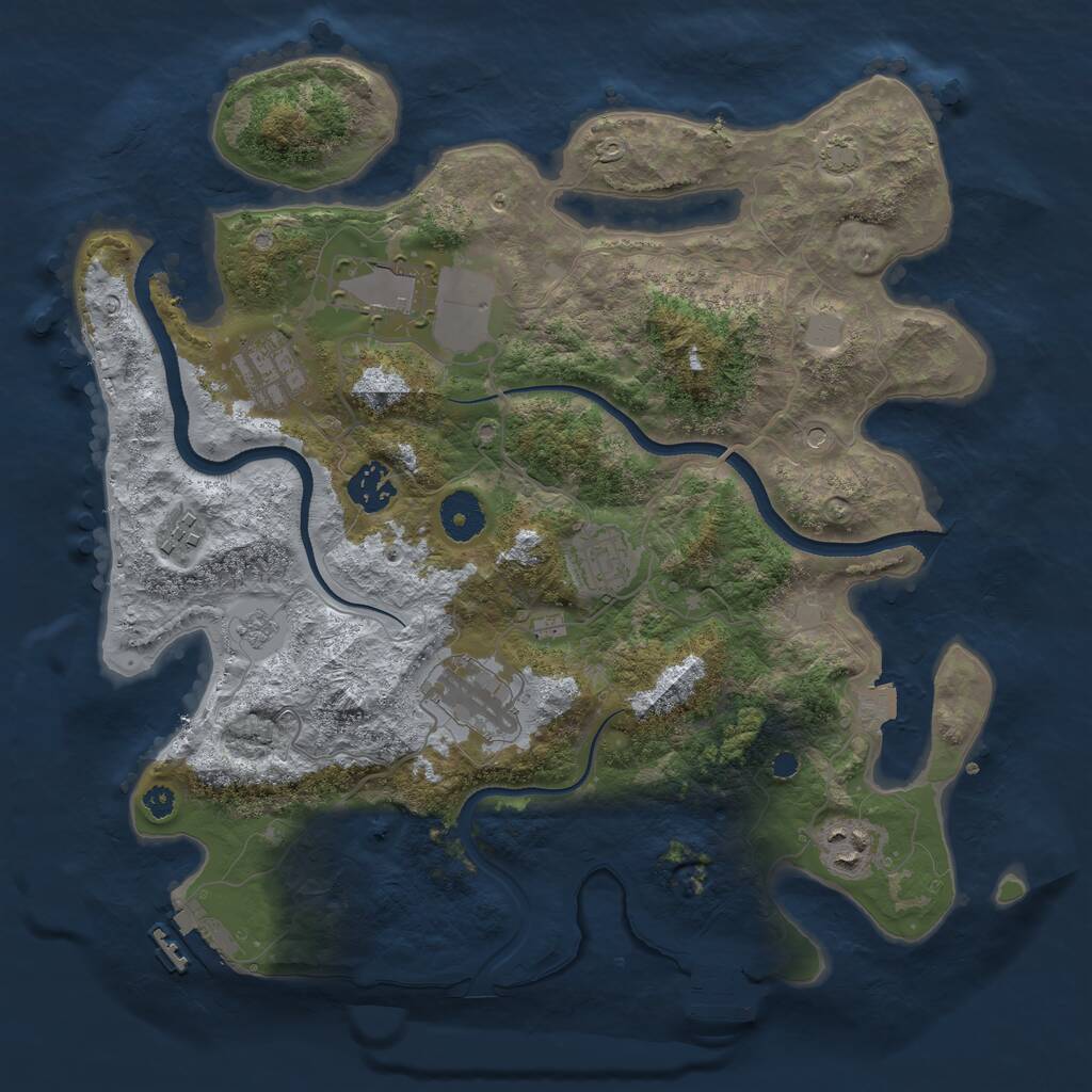 Rust Map: Procedural Map, Size: 3500, Seed: 1877496861, 13 Monuments