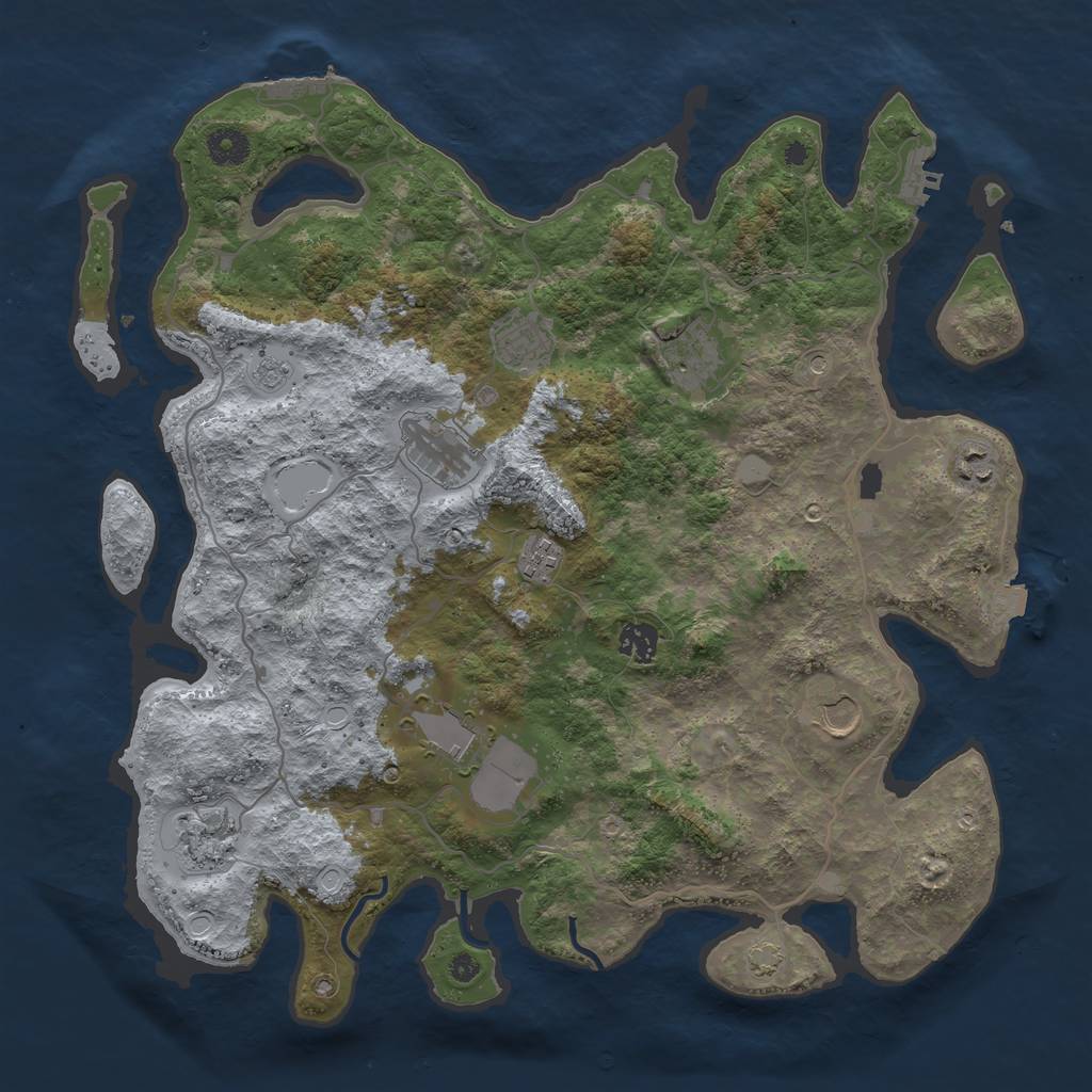 Rust Map: Procedural Map, Size: 4000, Seed: 1384, 17 Monuments
