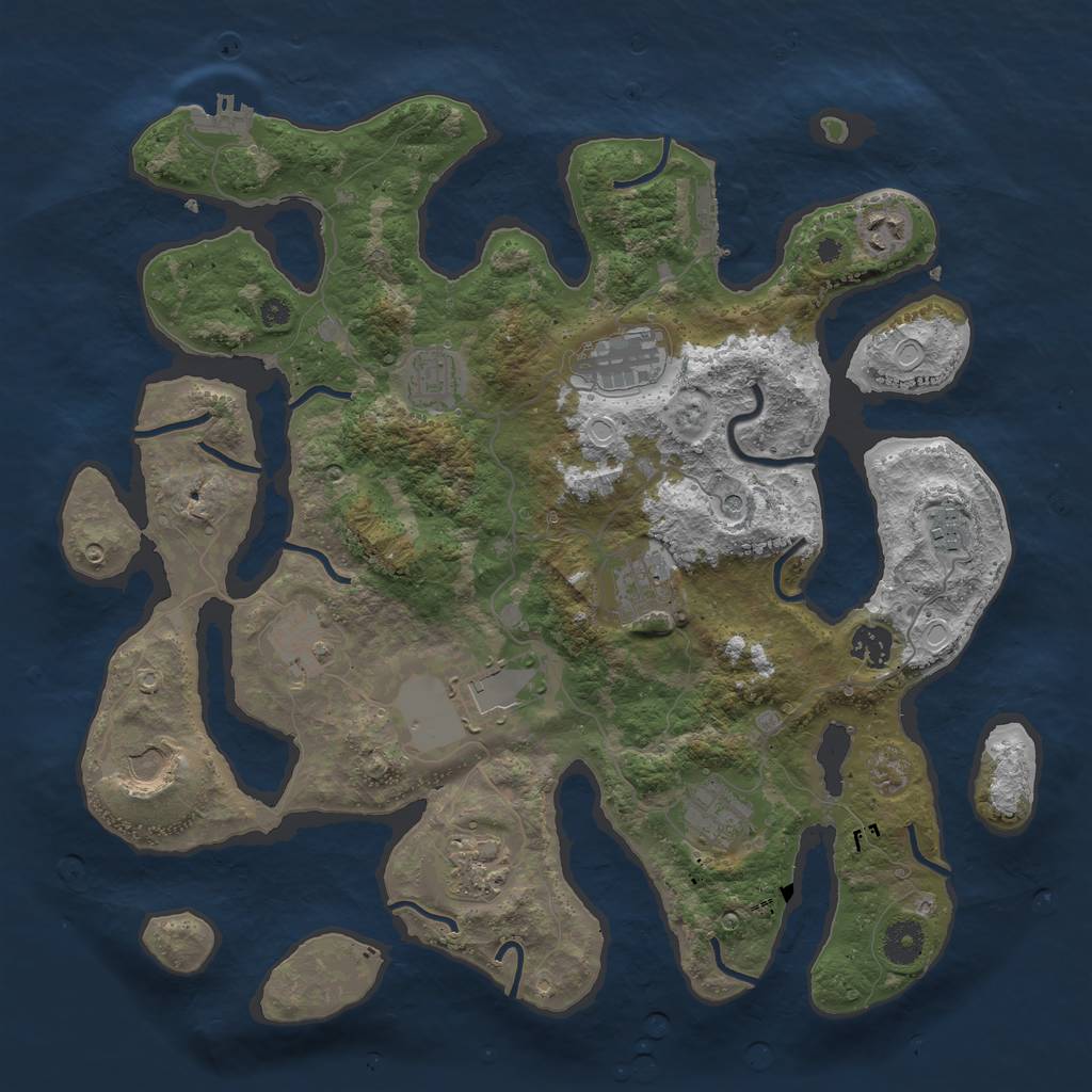 Rust Map: Procedural Map, Size: 3850, Seed: 2061903230, 19 Monuments
