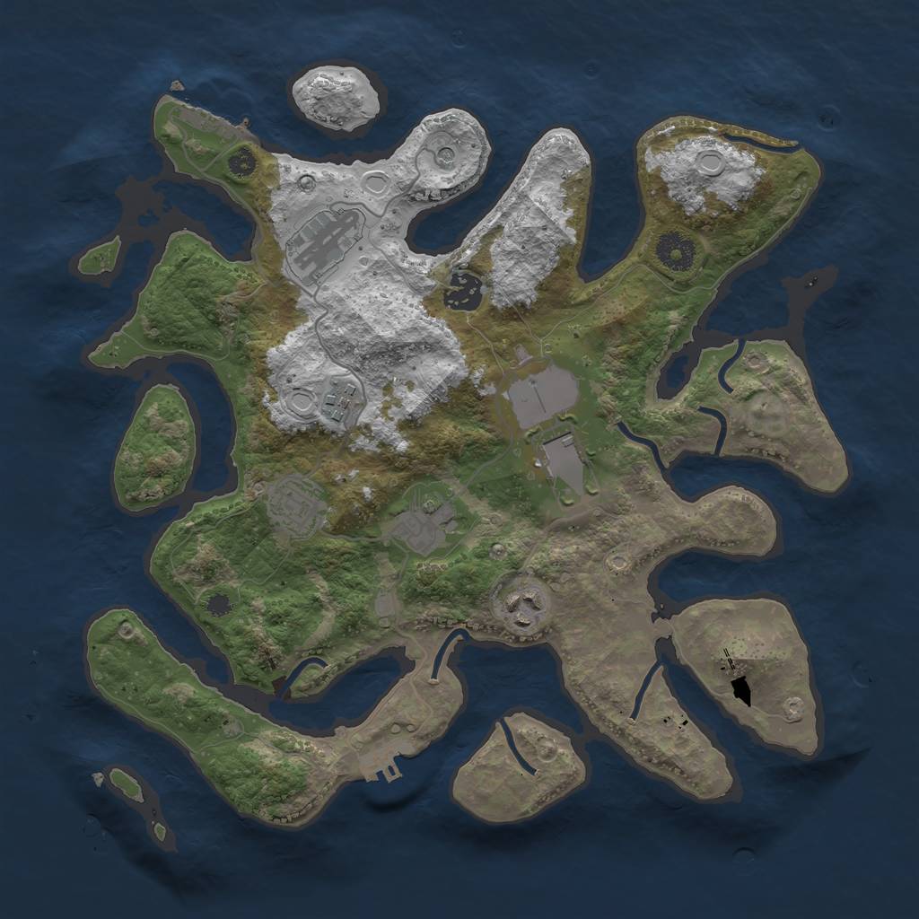 Rust Map: Procedural Map, Size: 3500, Seed: 886, 15 Monuments