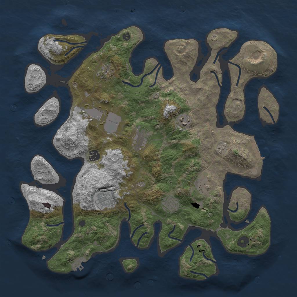 Rust Map: Procedural Map, Size: 3900, Seed: 163352, 18 Monuments