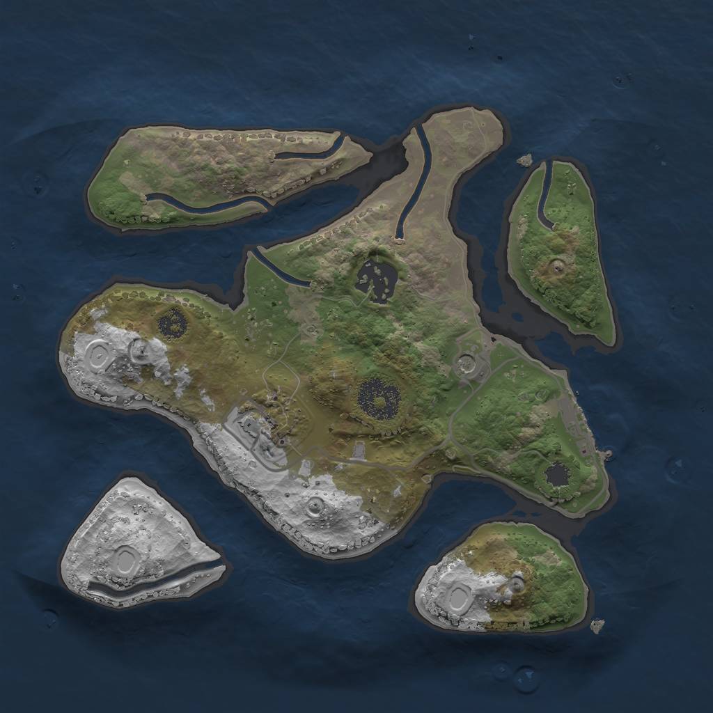 Rust Map: Procedural Map, Size: 2500, Seed: 82345, 9 Monuments
