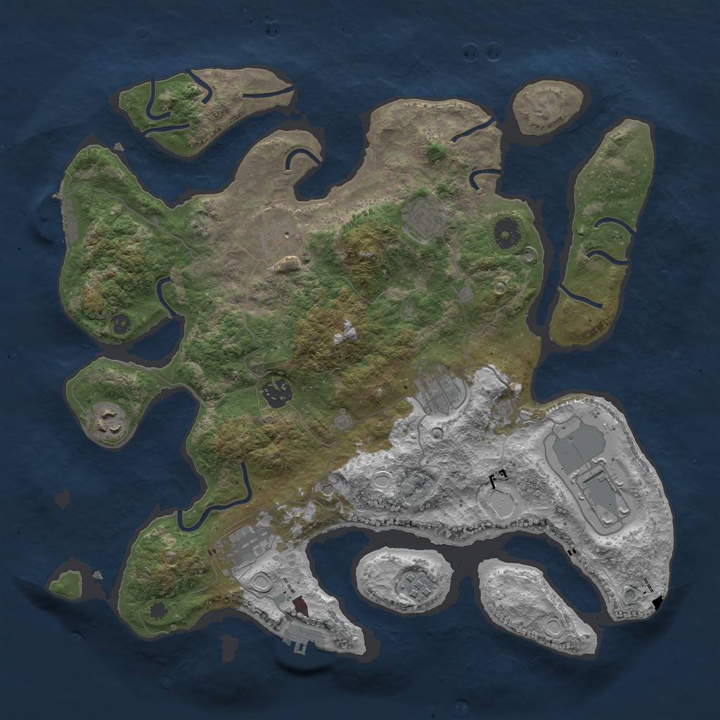 Rust Map: Procedural Map, Size: 3750, Seed: 73696749, 16 Monuments