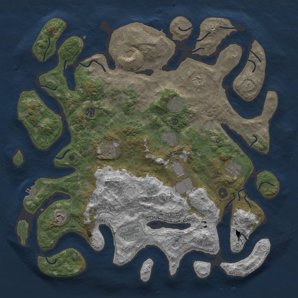 Rust Map: Procedural Map, Size: 4500, Seed: 515788469, 19 Monuments
