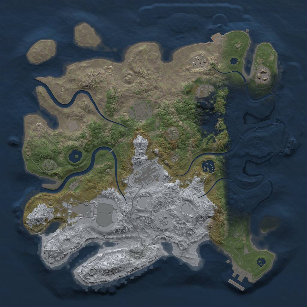 Rust Map: Procedural Map, Size: 3500, Seed: 785617034, 13 Monuments