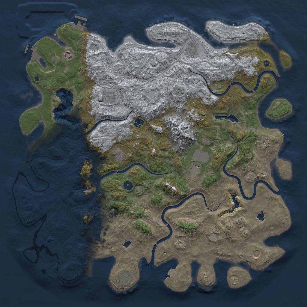 Rust Map: Procedural Map, Size: 5000, Seed: 744896, 17 Monuments