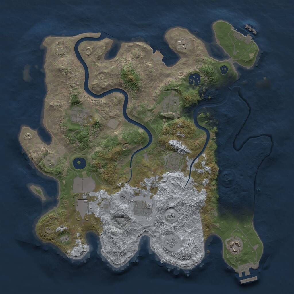 Rust Map: Procedural Map, Size: 3500, Seed: 214748425, 14 Monuments