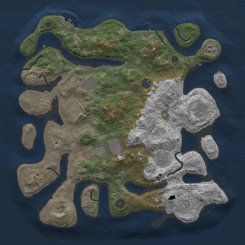 Rust Map: Procedural Map, Size: 4000, Seed: 285998870, 18 Monuments