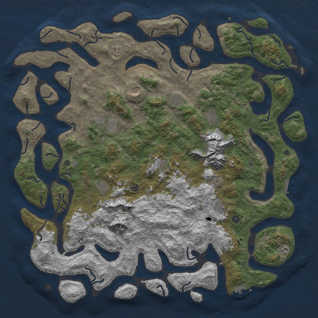Rust Map: Procedural Map, Size: 6000, Seed: 1973228677, 19 Monuments