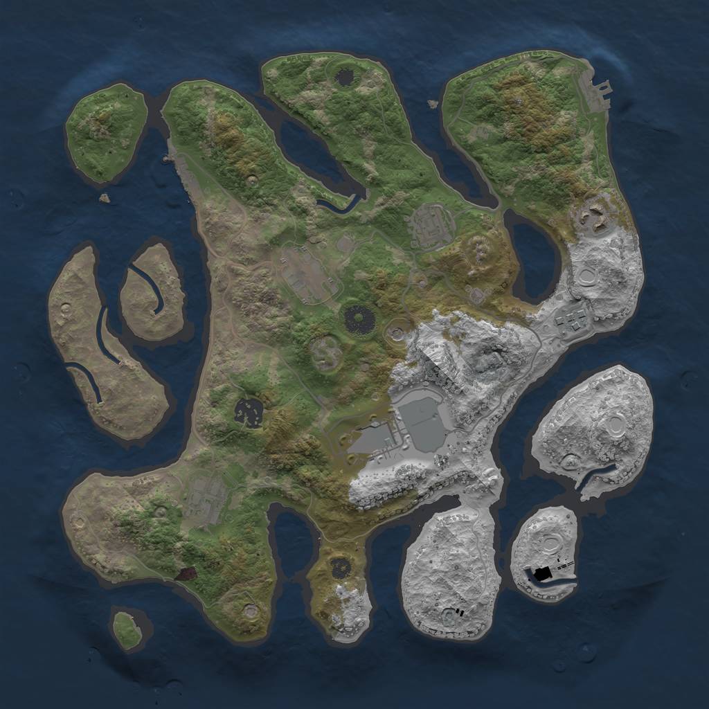 Rust Map: Procedural Map, Size: 3500, Seed: 1627681190, 15 Monuments