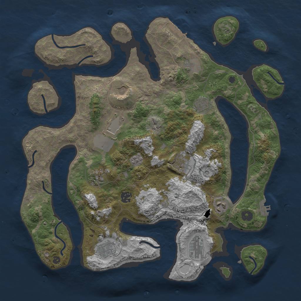 Rust Map: Procedural Map, Size: 4000, Seed: 1047696441, 19 Monuments