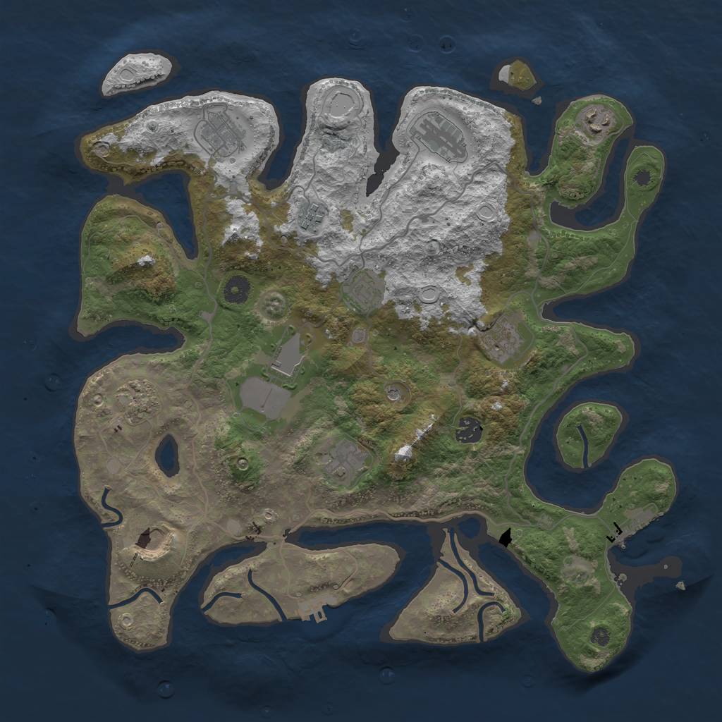 Rust Map: Procedural Map, Size: 4000, Seed: 1301438858, 19 Monuments