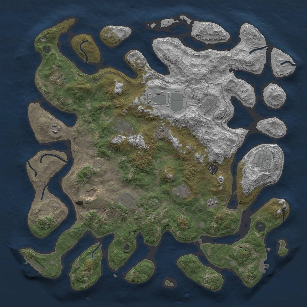 Rust Map: Procedural Map, Size: 4501, Seed: 883722553, 19 Monuments