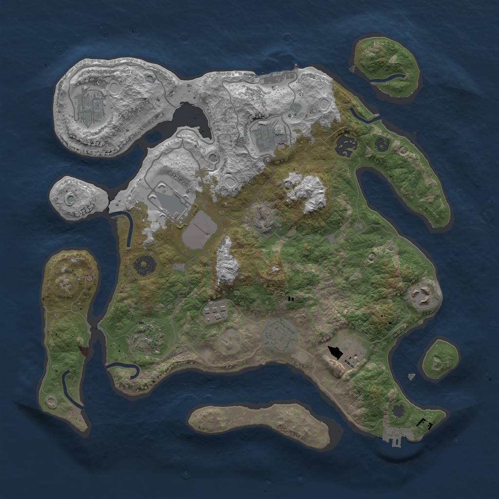 Rust Map: Procedural Map, Size: 3500, Seed: 12545228, 17 Monuments