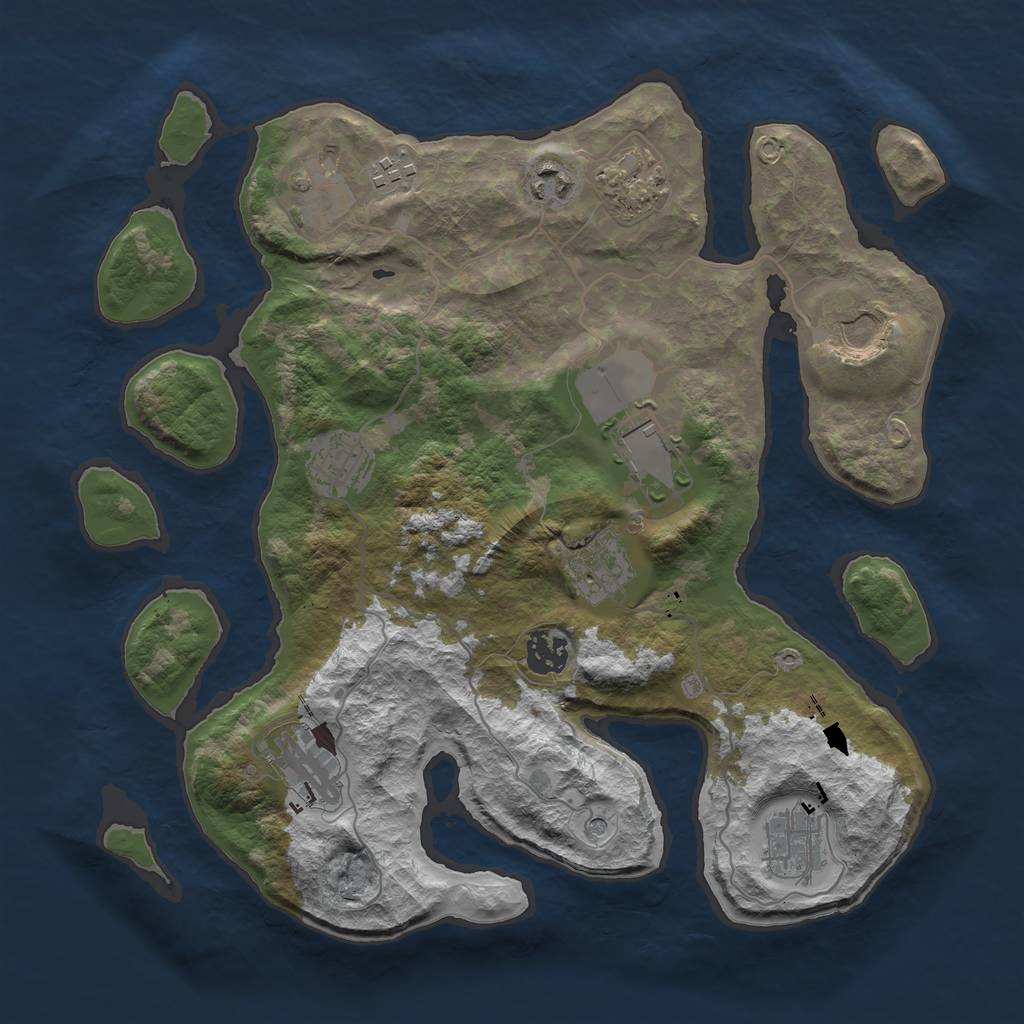 Rust Map: Barren, Size: 3500, Seed: 1051497392, 14 Monuments