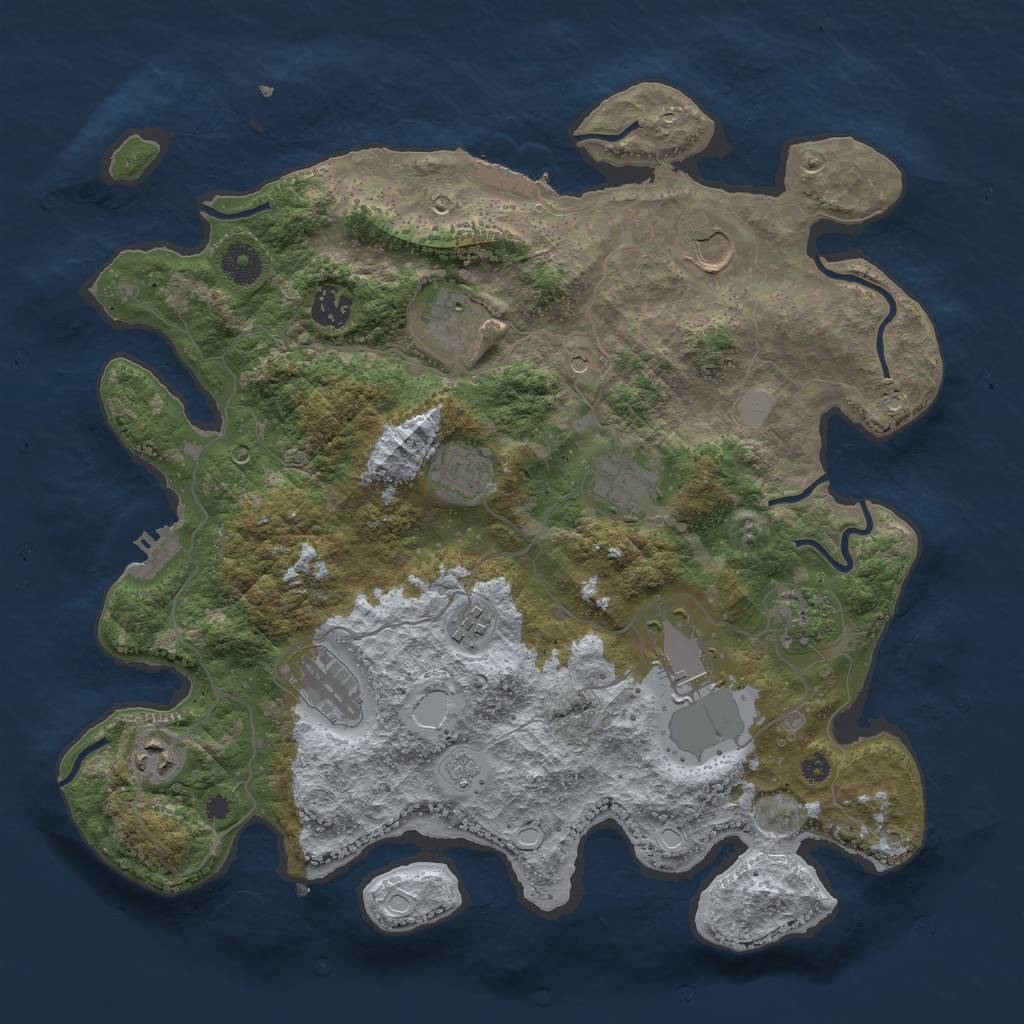 Rust Map: Procedural Map, Size: 3750, Seed: 367785484, 17 Monuments
