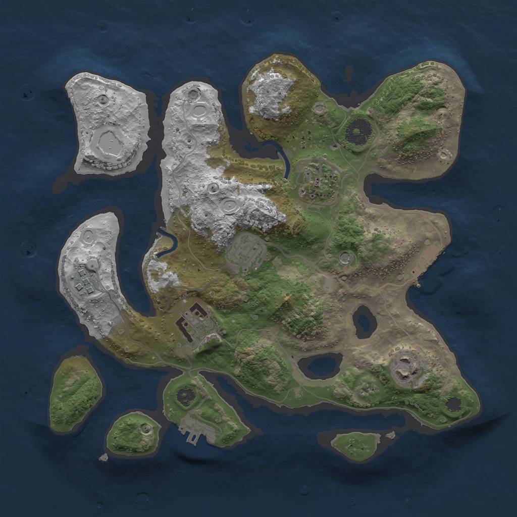 Rust Map: Procedural Map, Size: 3000, Seed: 3253973, 13 Monuments