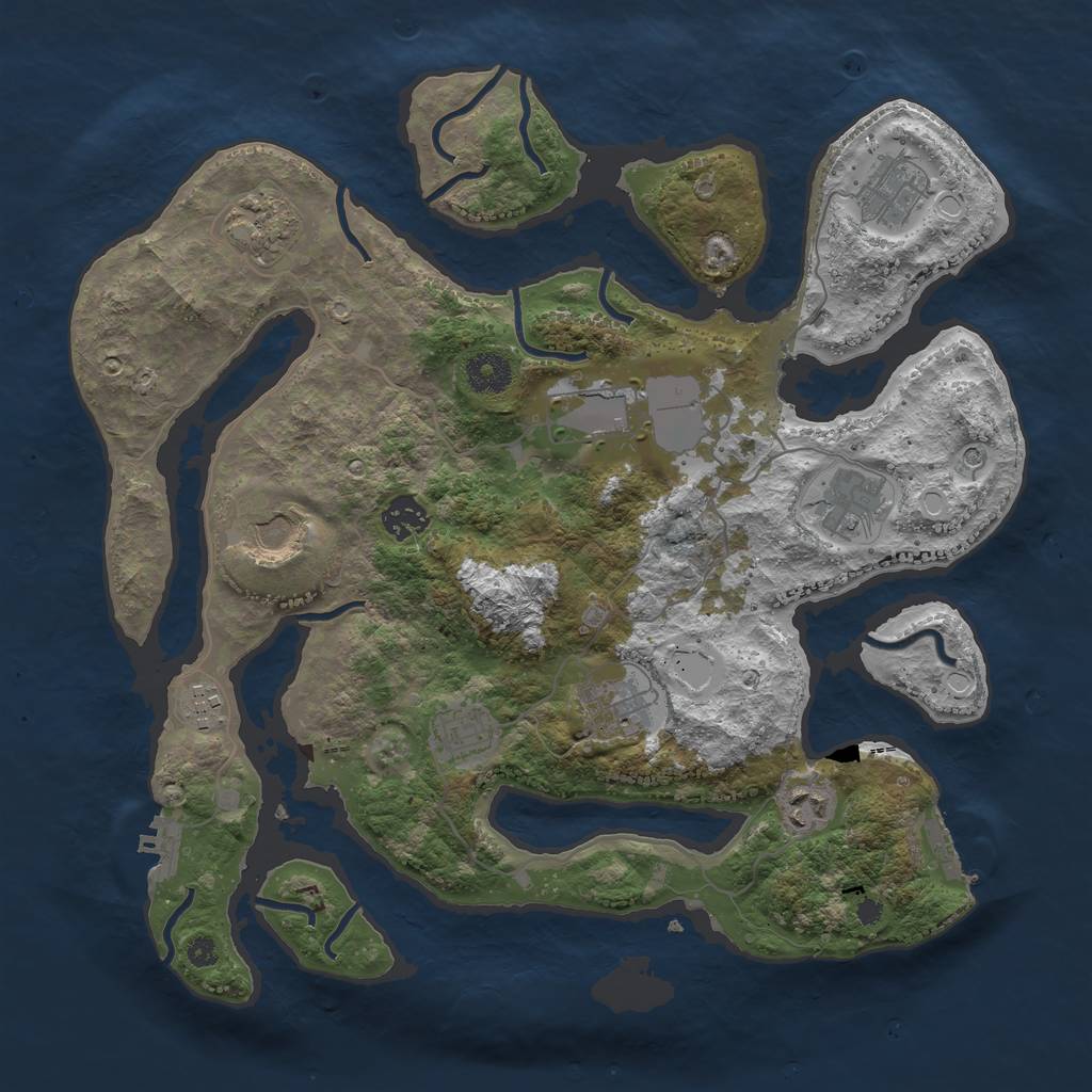 Rust Map: Procedural Map, Size: 3700, Seed: 6944767, 18 Monuments