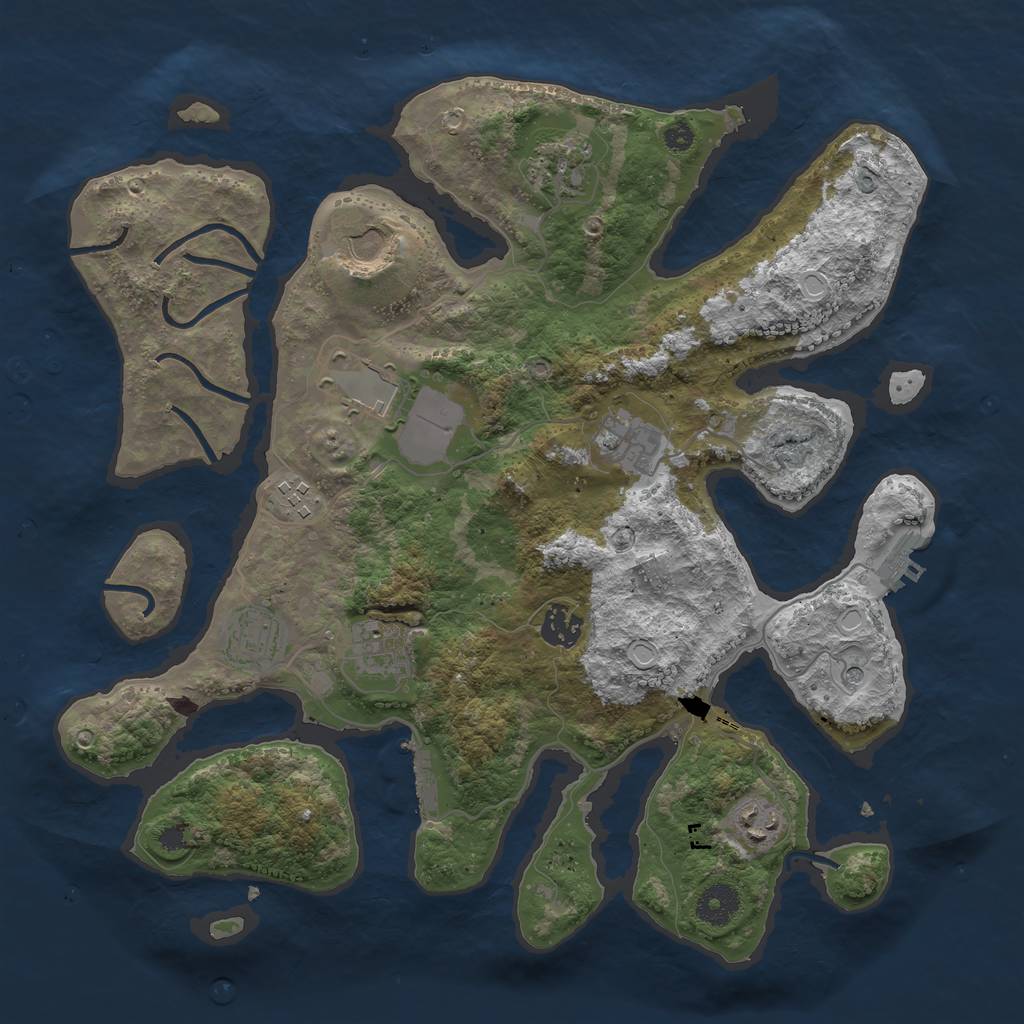 Rust Map: Procedural Map, Size: 3650, Seed: 1005629248, 17 Monuments