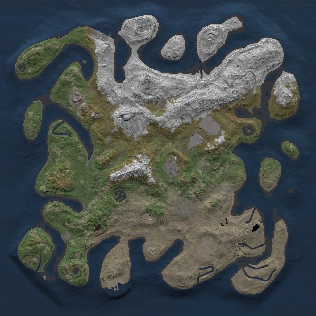 Rust Map: Procedural Map, Size: 4000, Seed: 3002, 16 Monuments