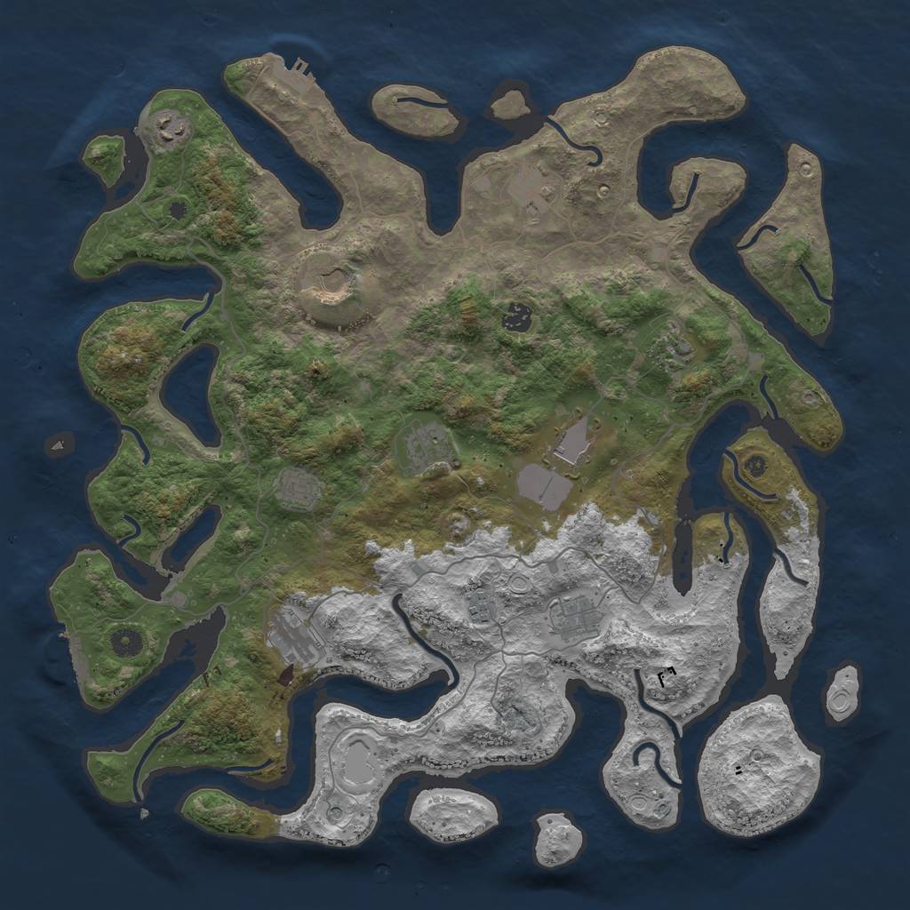 Rust Map: Procedural Map, Size: 4500, Seed: 2000941055, 19 Monuments