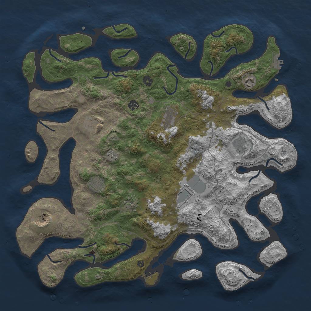 Rust Map: Procedural Map, Size: 4500, Seed: 1723266053, 17 Monuments