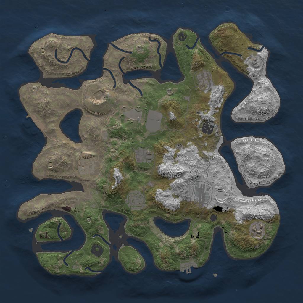 Rust Map: Procedural Map, Size: 3750, Seed: 415726215, 17 Monuments