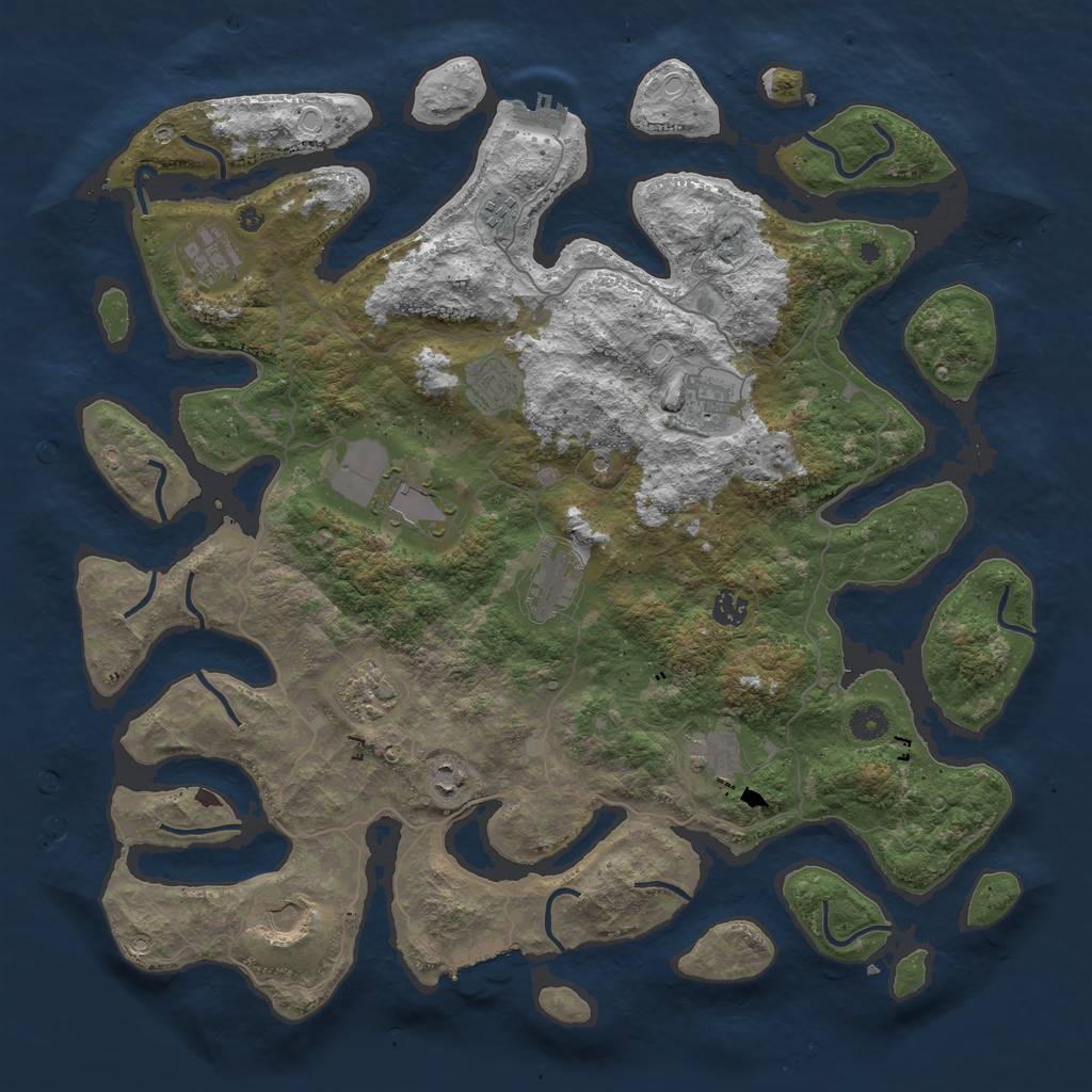 Rust Map: Procedural Map, Size: 4500, Seed: 1544060792, 19 Monuments