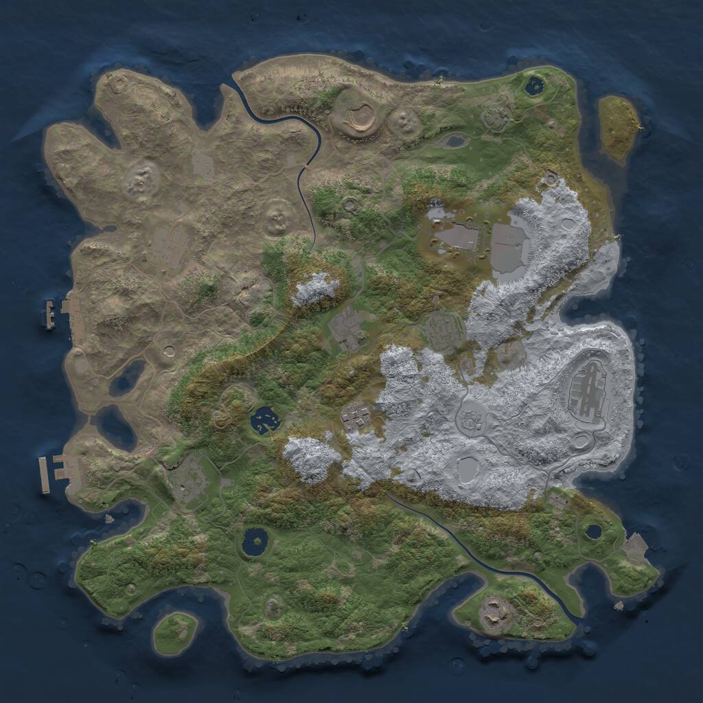 Rust Map: Procedural Map, Size: 3875, Seed: 1278255078, 16 Monuments